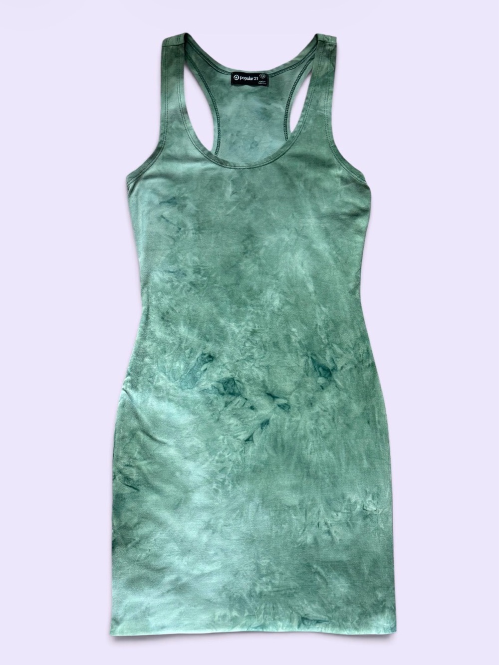 Green Tie-Dye Racerback Mini Dress